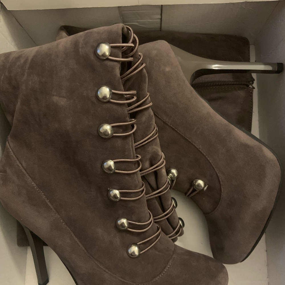 JustFab tall gray boots- Cecilia